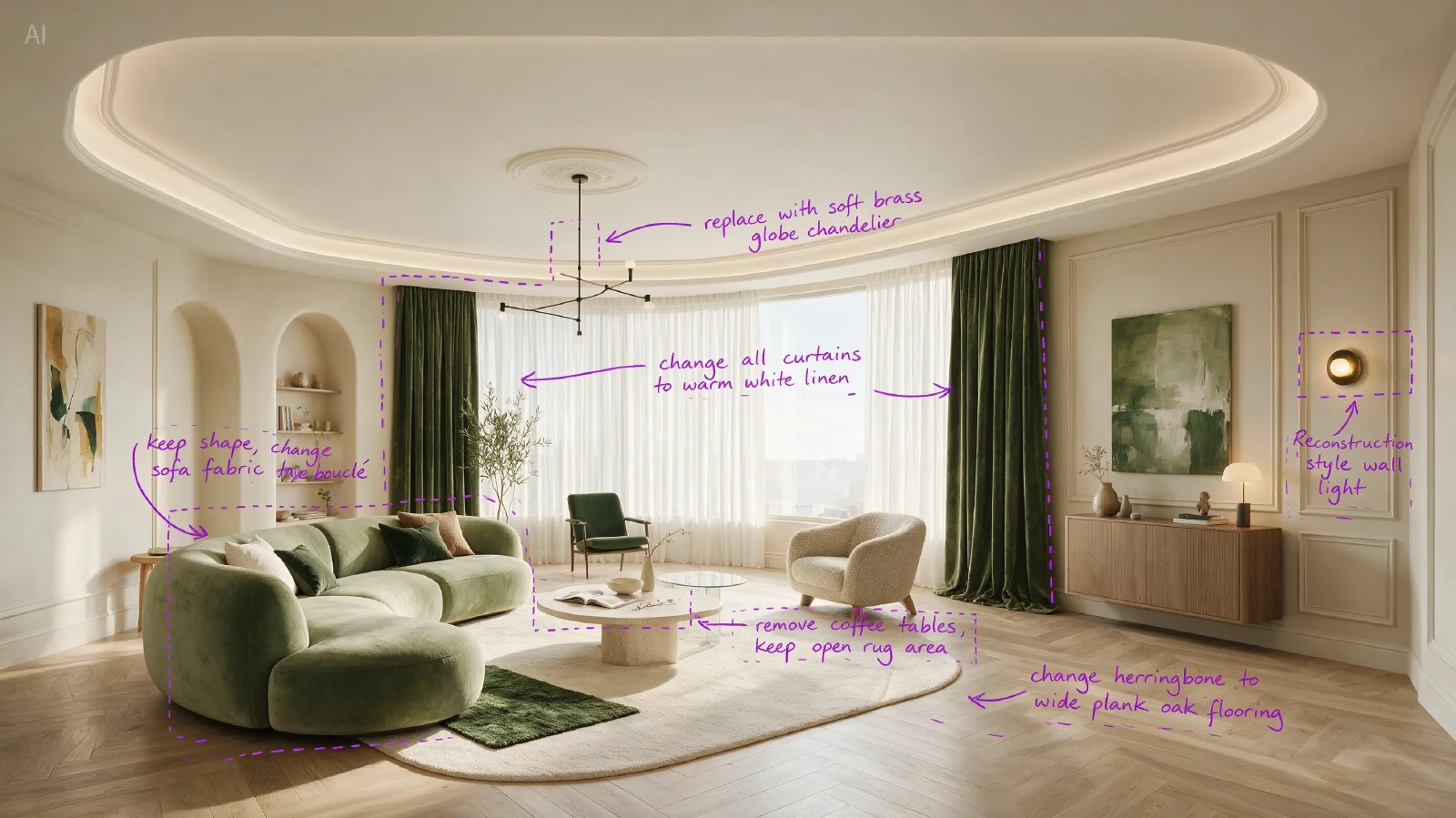 Official Seedream 5.0 Pro annotated living room input