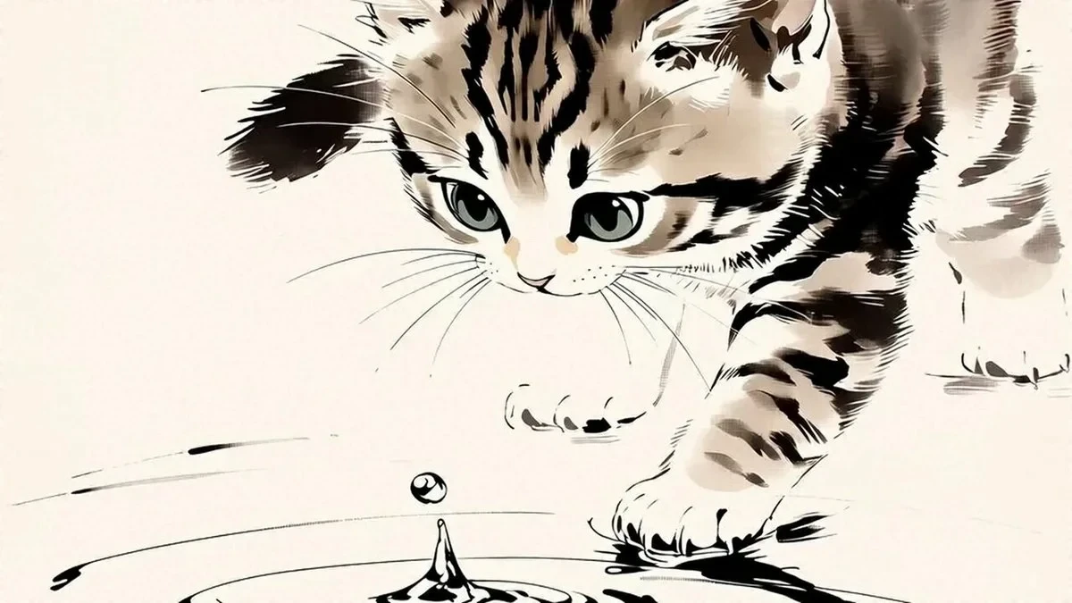 Curious Cat and Puddle